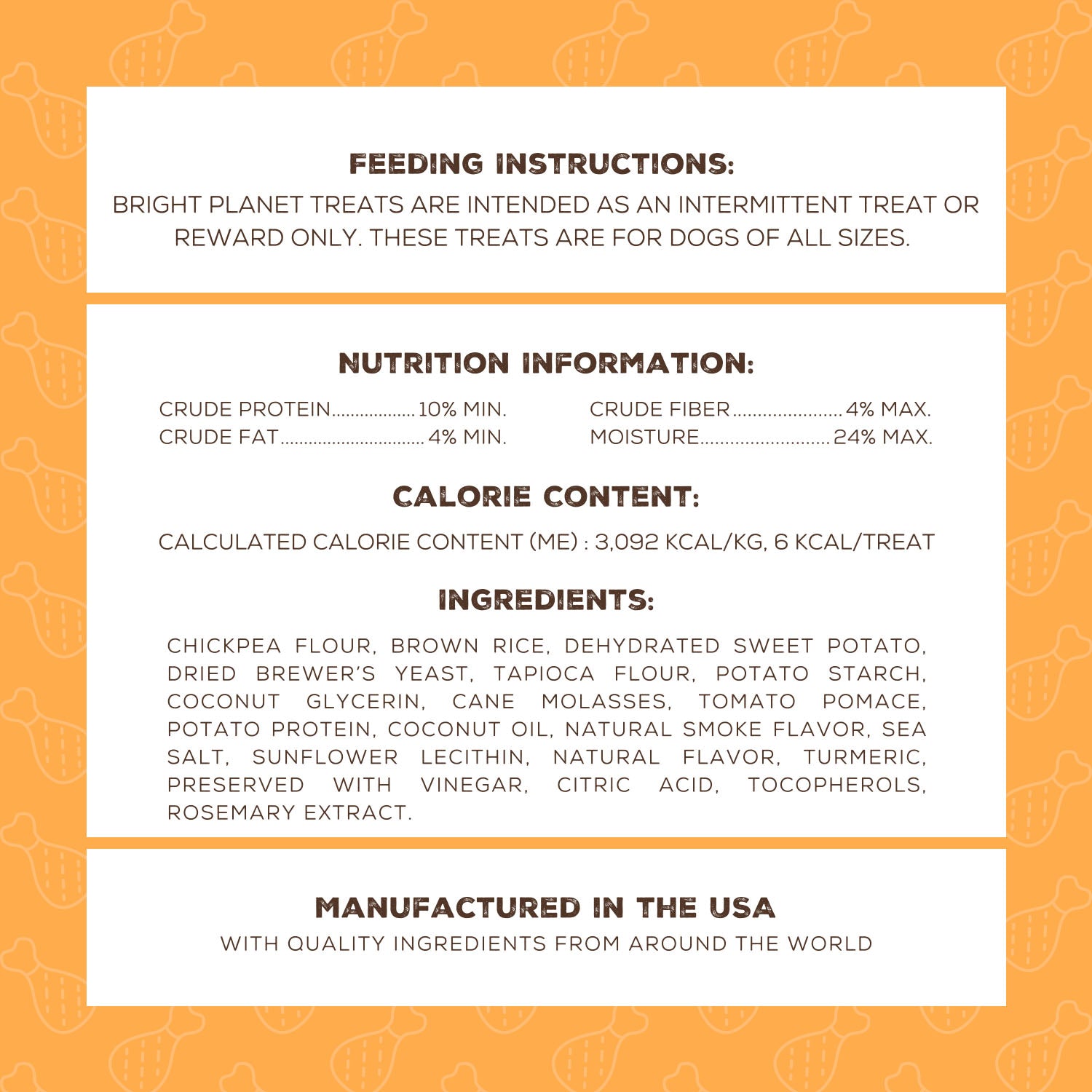 Ingredient list for Better BBQ Chick'n Plant-Based Dog Treats