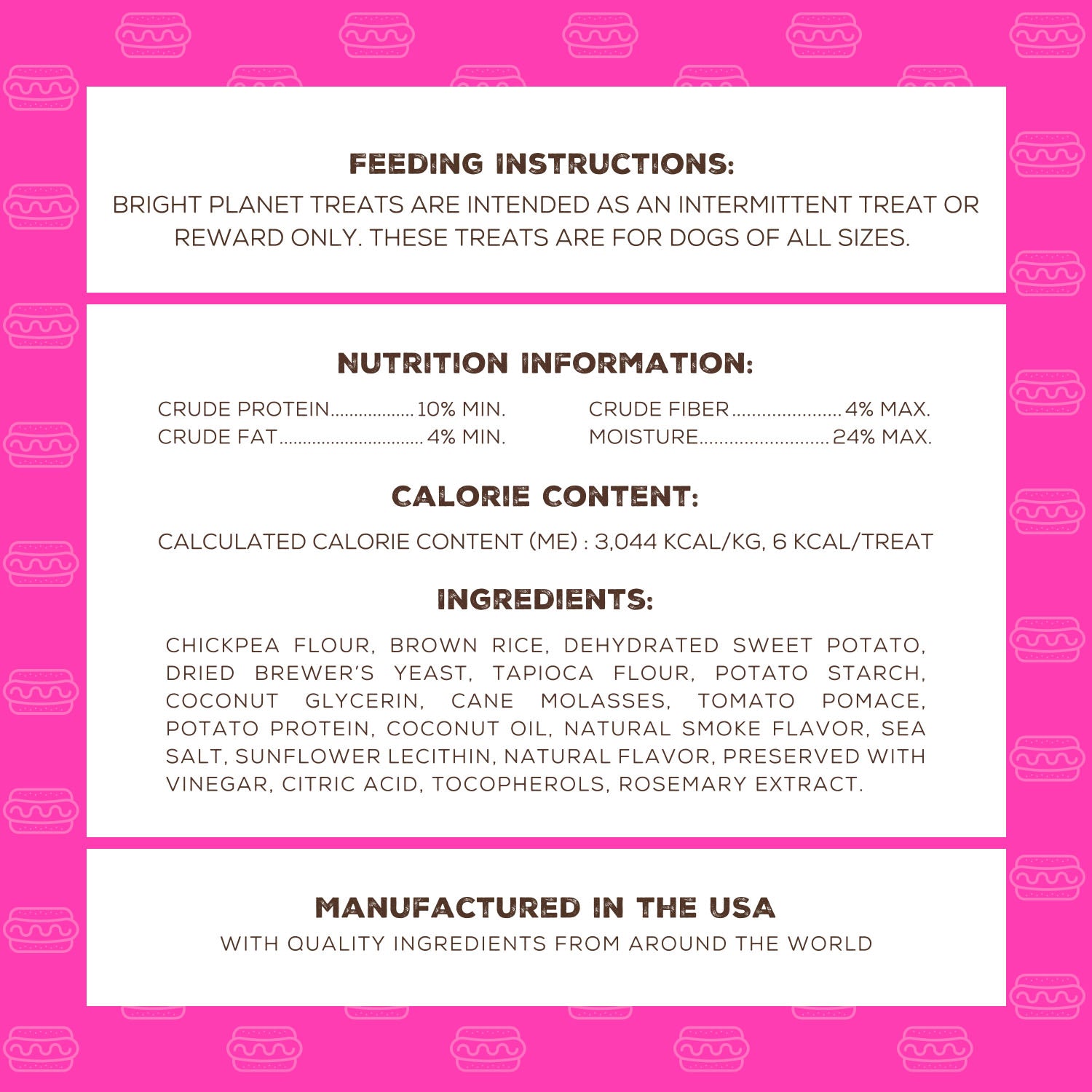 Ingredient list for Better Brat Plant-Based Dog Treats